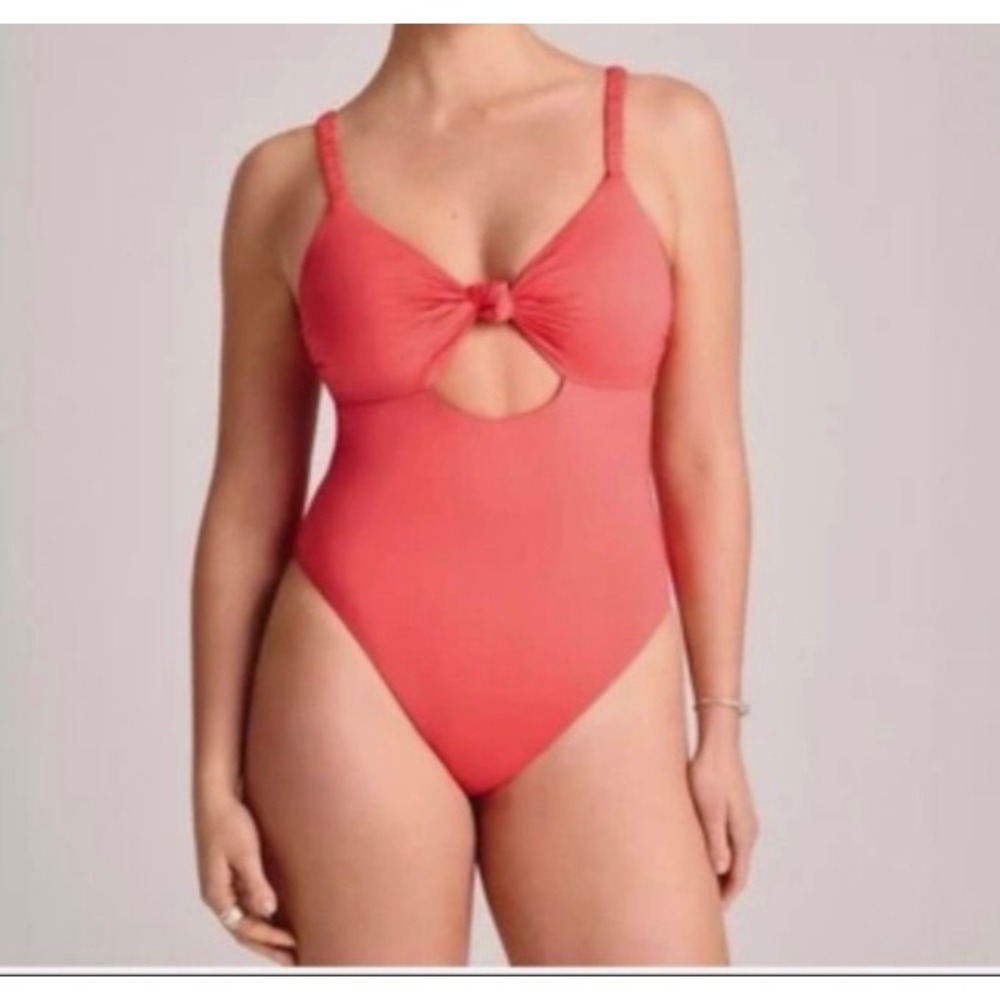 Vitamin‎ A Melon Pink Knot Front Keyhole One Piece Swimsuit XXL